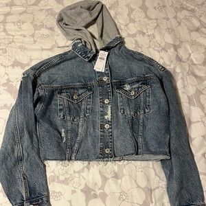 American Eagle Denim Jean Jacket w Grey Hood